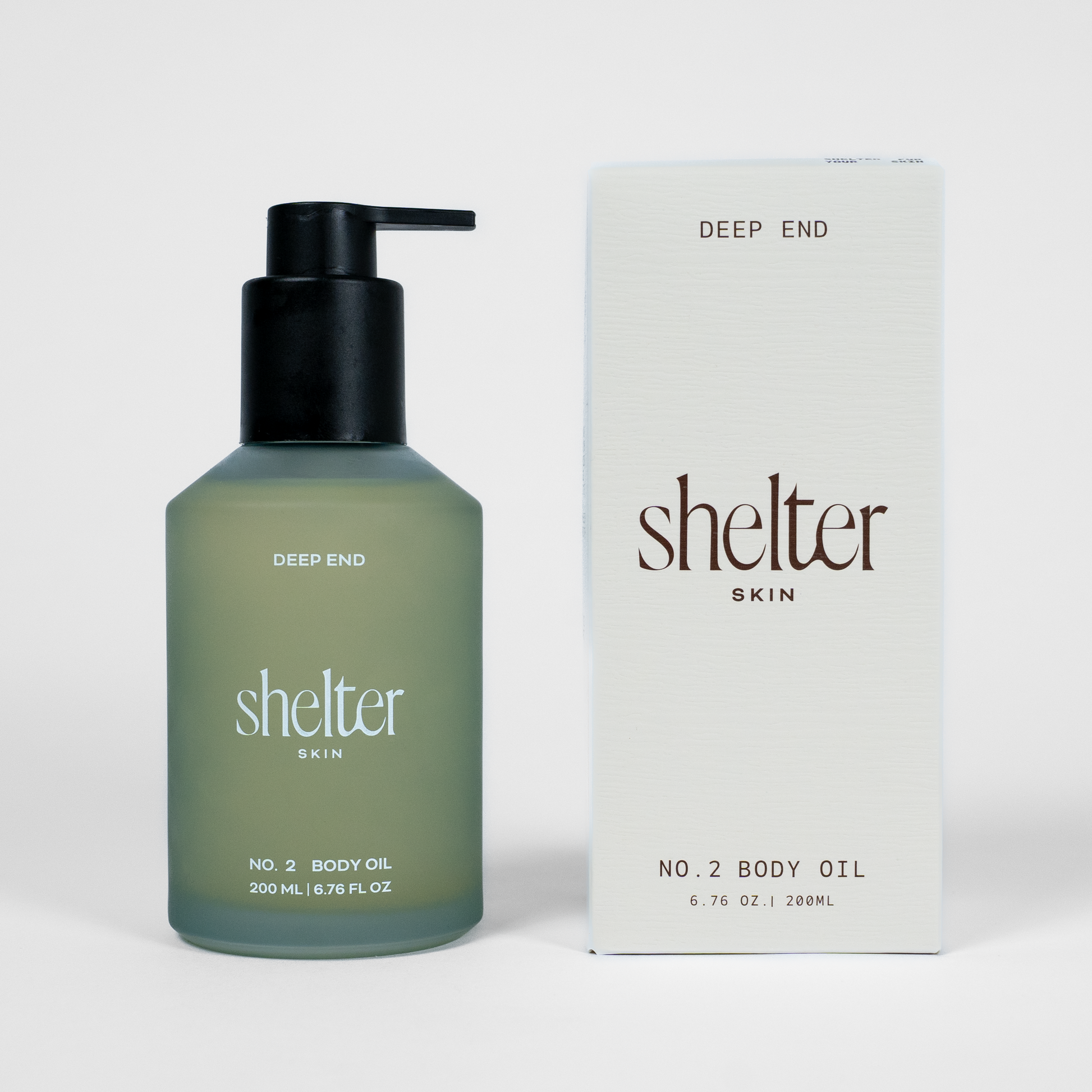 Shelter Skin No. 2 Body Oil bottle and packaging on a white background